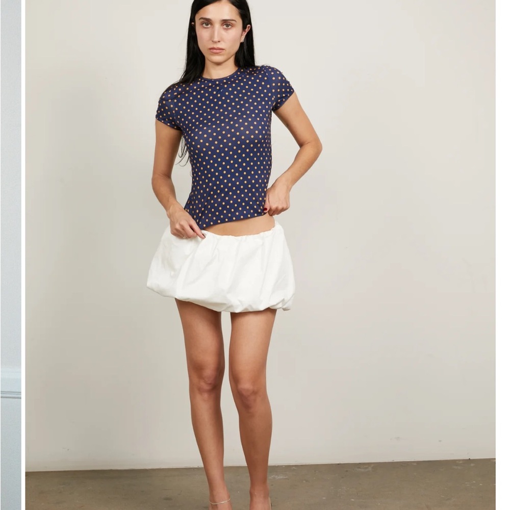 Miaou Navy Tee with Yellow Polka Dots